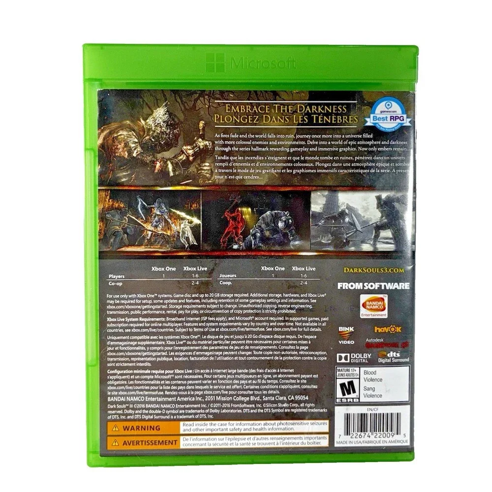 Dark Souls III Microsoft Xbox One Bandai Namco Entertainment 2016 Tested